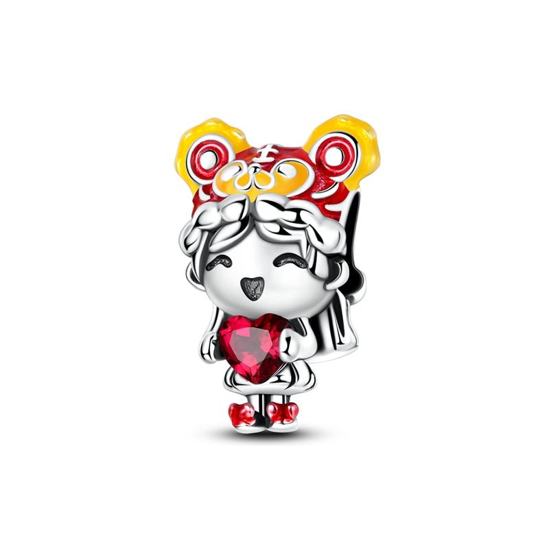 Pangama Jewelry Chinese Girl with Red Heart Charm