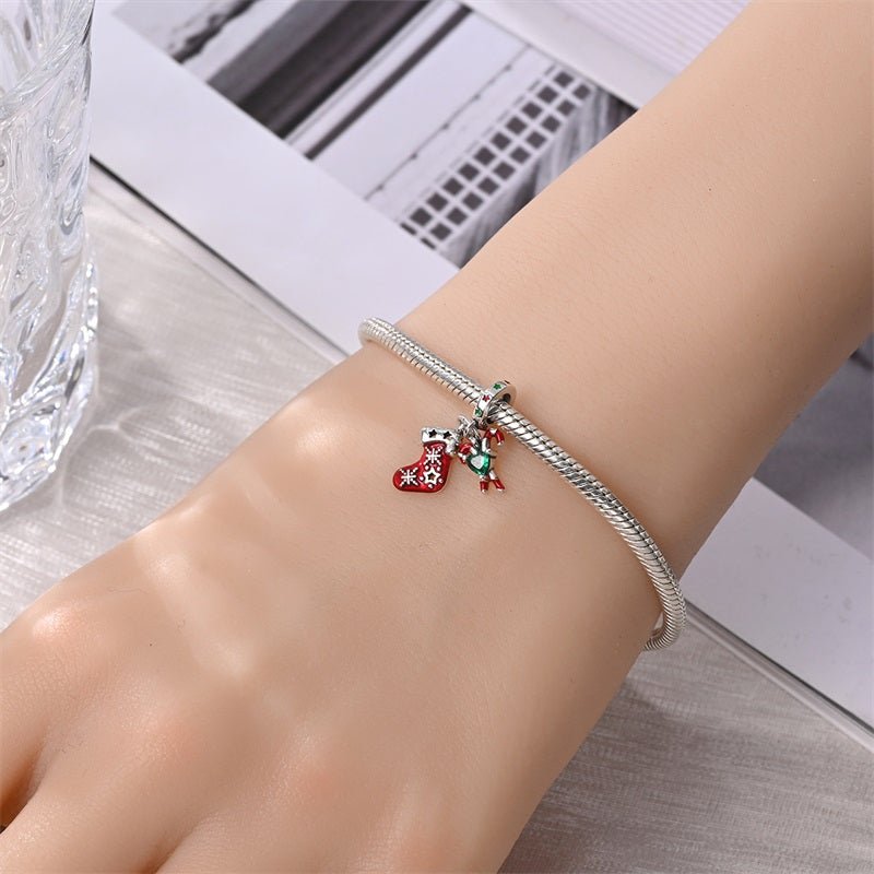 Pangama Jewelry Christmas Stocking & Candy Cane Dangle Charm