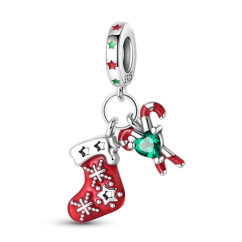 Pangama Jewelry Christmas Stocking & Candy Cane Dangle Charm