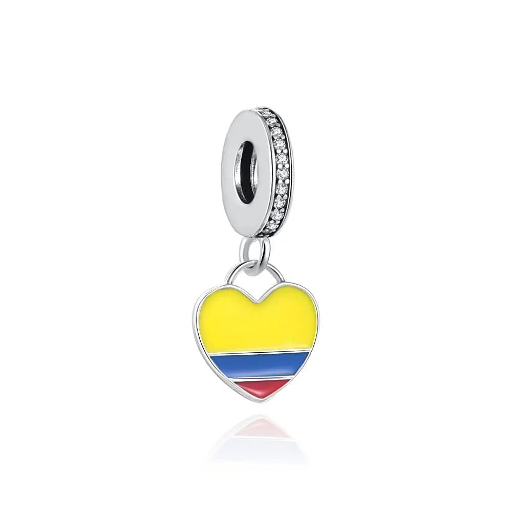 Pangama JewelryColombia Heart Flag Dangle Charm