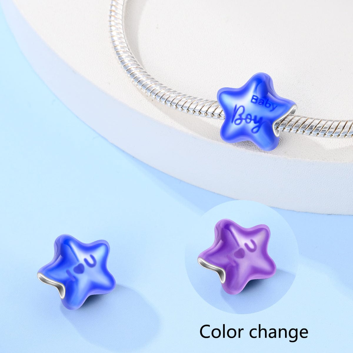 Pangama Jewelry Color - changing Gender Reveal Boy Charm