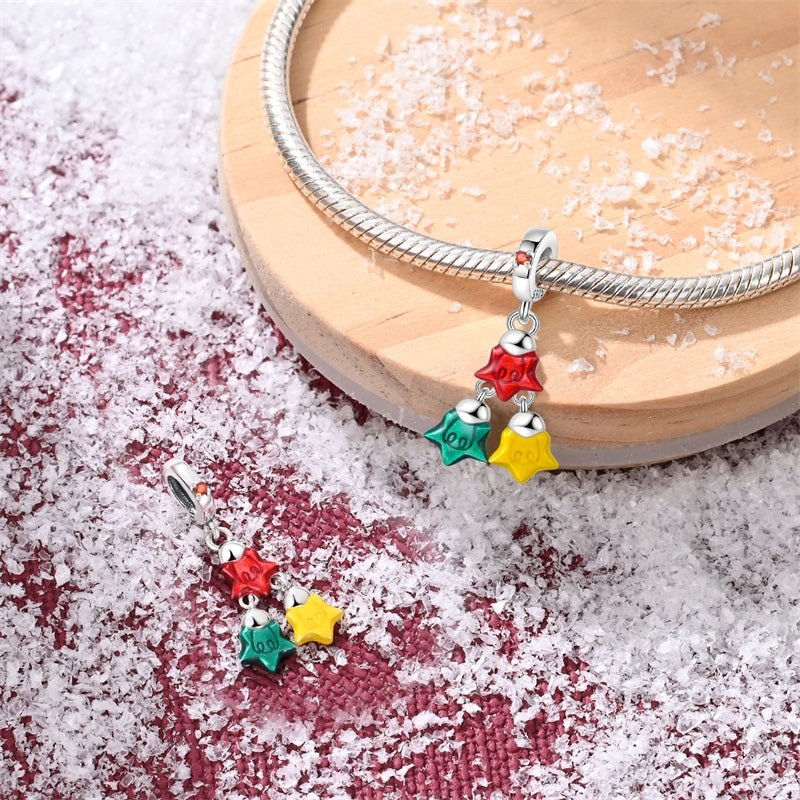 Pangama Jewelry Colorful Christmas Star Trio Dangle Charm