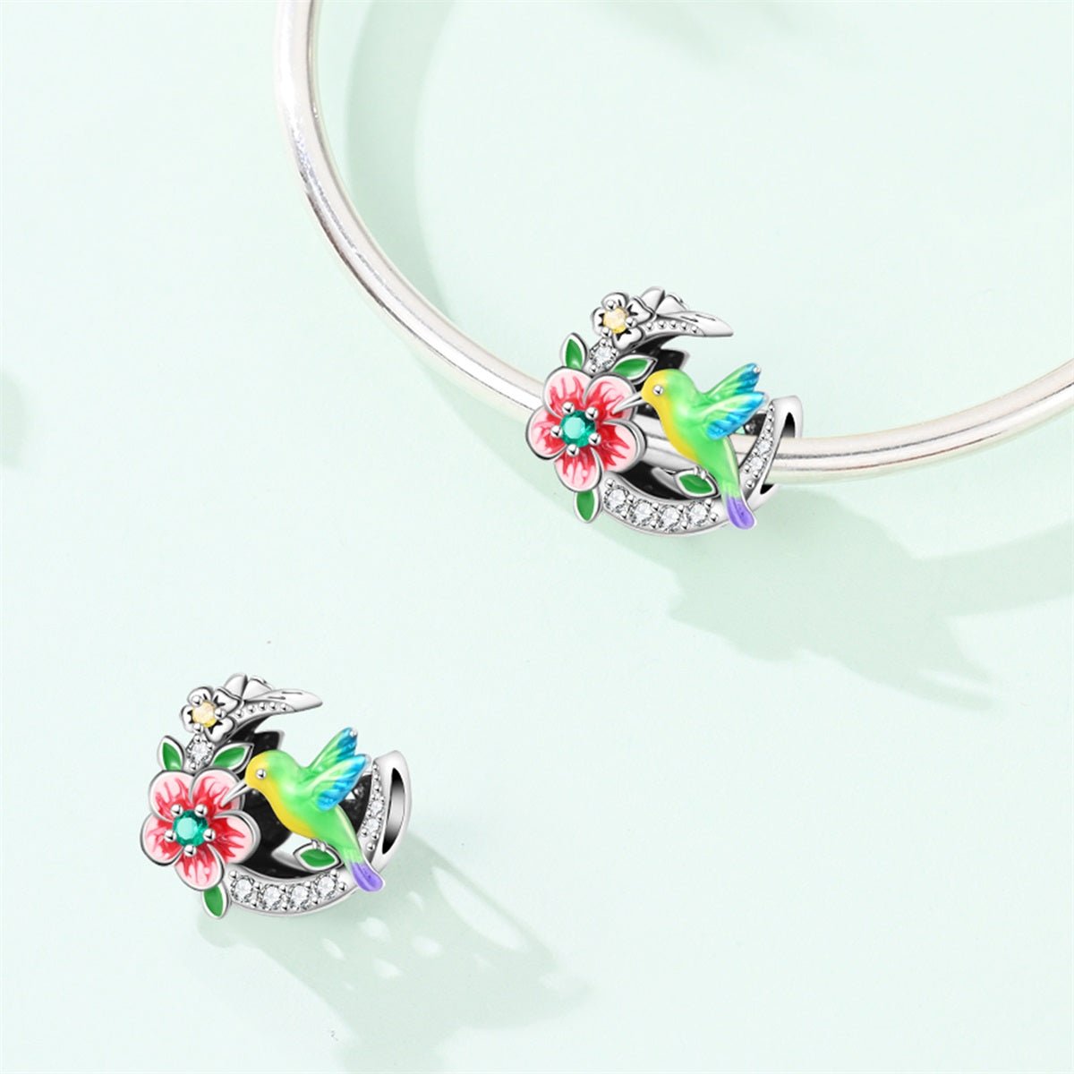 Pangama Jewelry Colorful Hummingbird & Bloom Charm