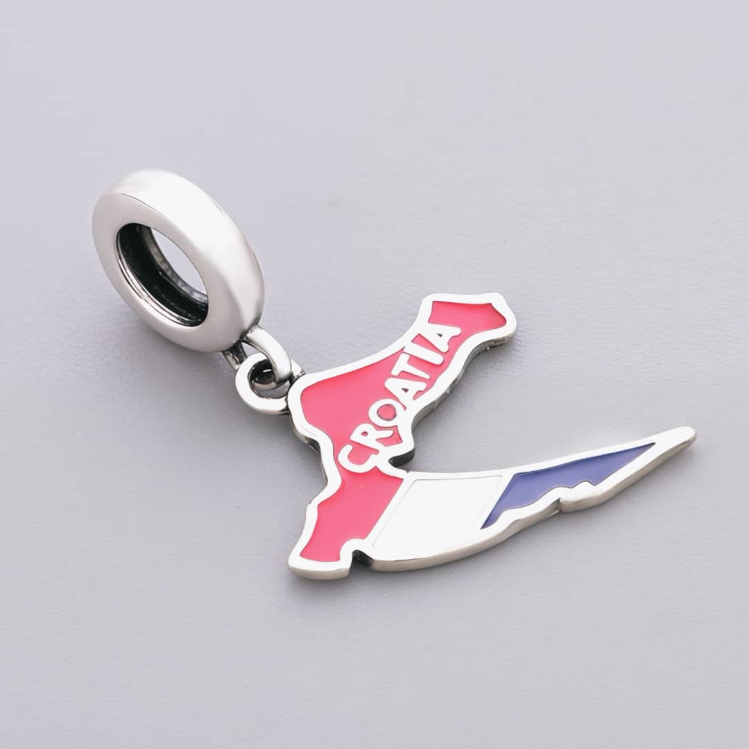 Pangama Jewelry Croatia Map Flag Dangle Charm
