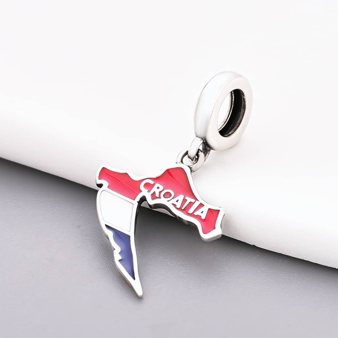 Pangama Jewelry Croatia Map Flag Dangle Charm