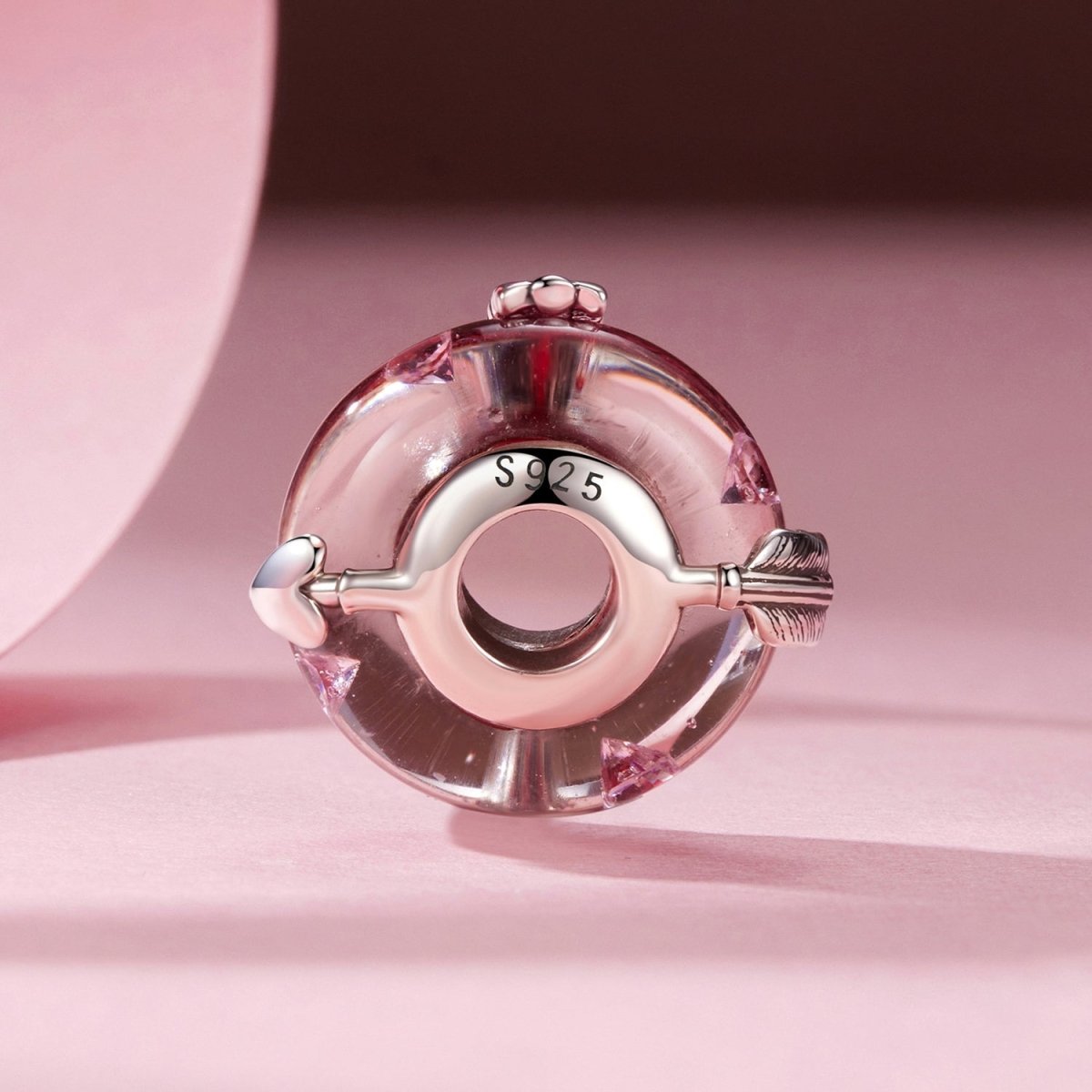 Pangama Jewelry Cupid’s Arrow Red Heart Glass Charm