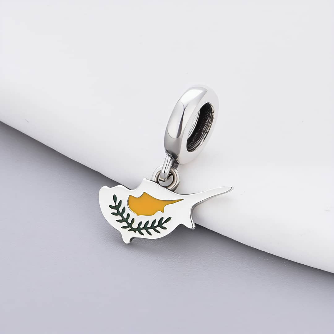 Pangama Jewelry Cyprus Island Flag Dangle Charm
