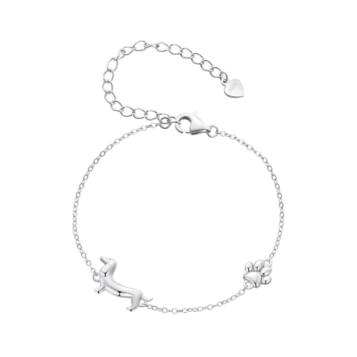 Pangama Jewelry Dachshund & Paw Print Chain Bracelet