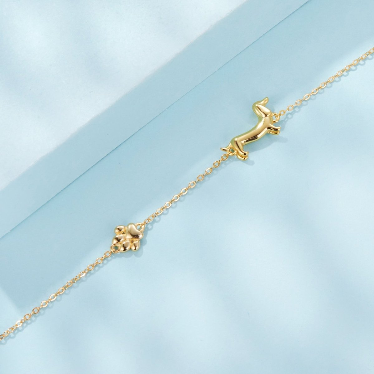 Pangama Jewelry Dachshund & Paw Print Chain Bracelet