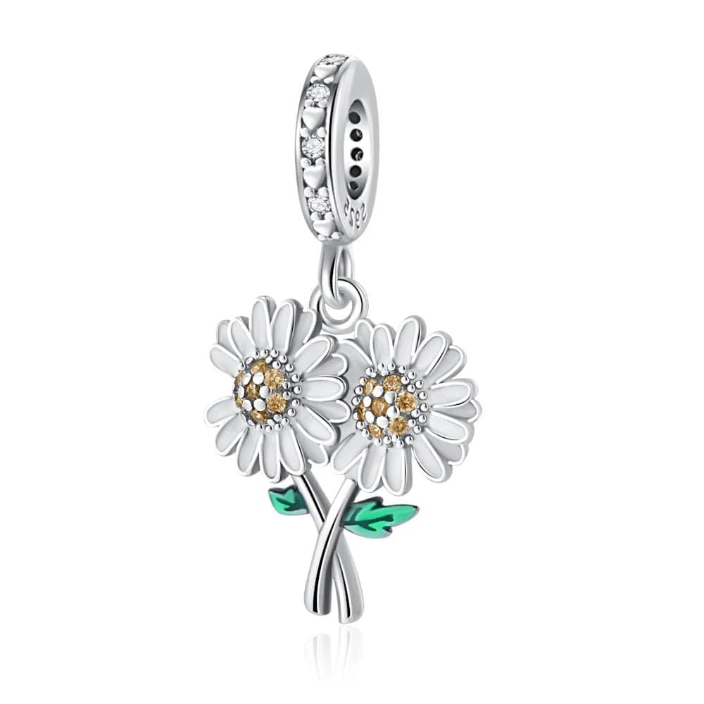 Daisy Flower Bouquet Dangle Charm