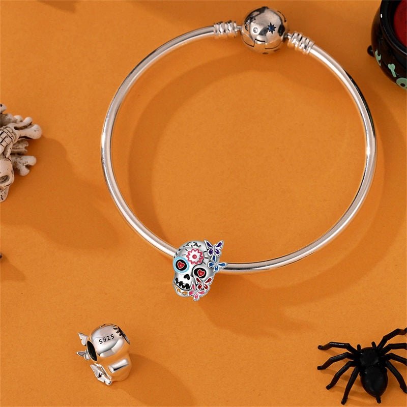Pangama Jewelry Day of the Dead Sugar Skull with Butterflies Charm