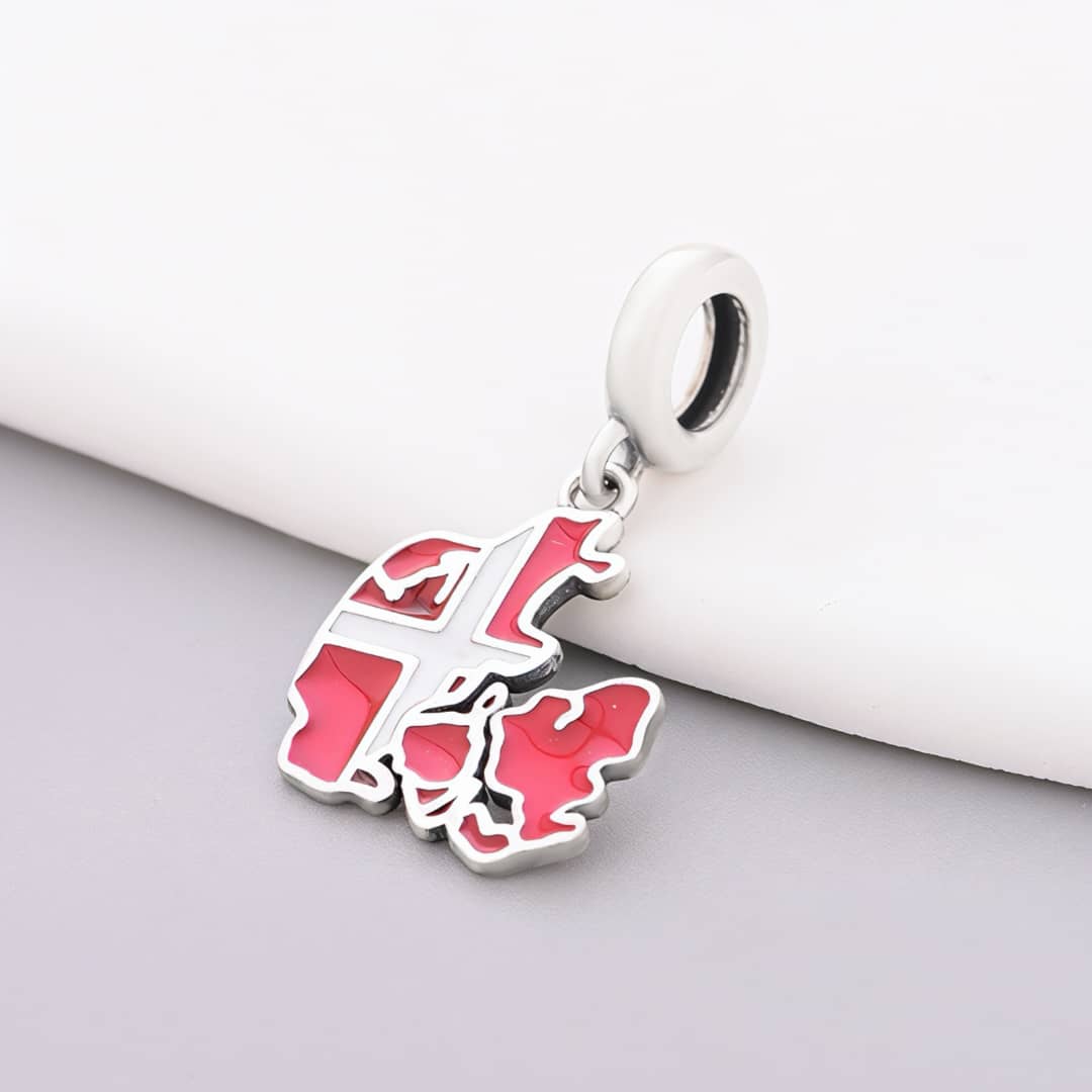 Pangama Jewelry Denmark Map Flag Dangle Charm