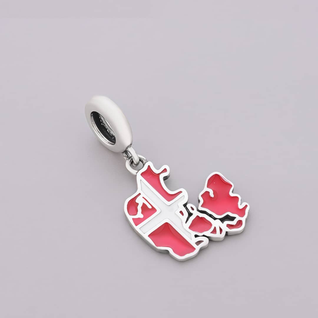 Pangama Jewelry Denmark Map Flag Dangle Charm