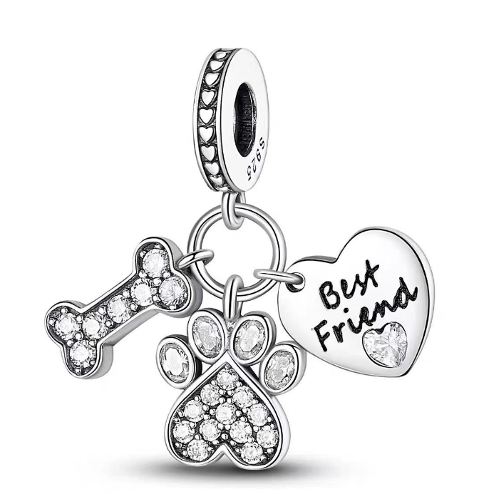 Pangama JewelryDog Best Friend Paw and Bone Dangle Charm