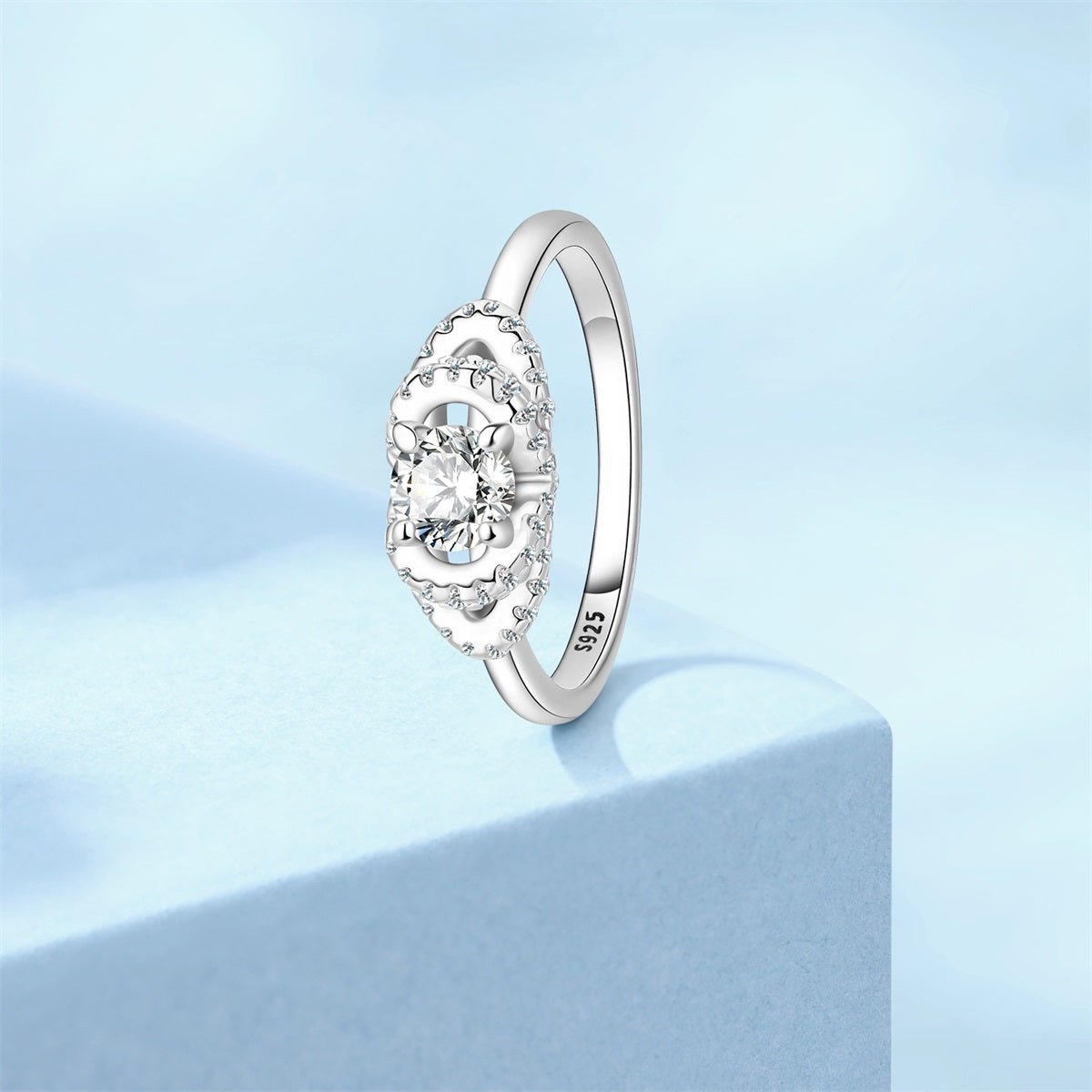 Pangama Jewelry Double Halo Oval Frame Sparkle Ring