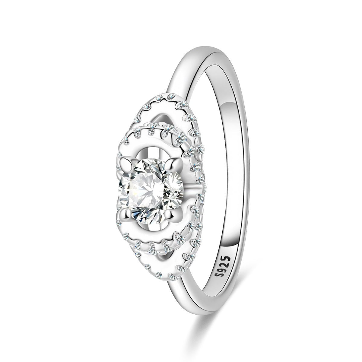 Pangama Jewelry Double Halo Oval Frame Sparkle Ring