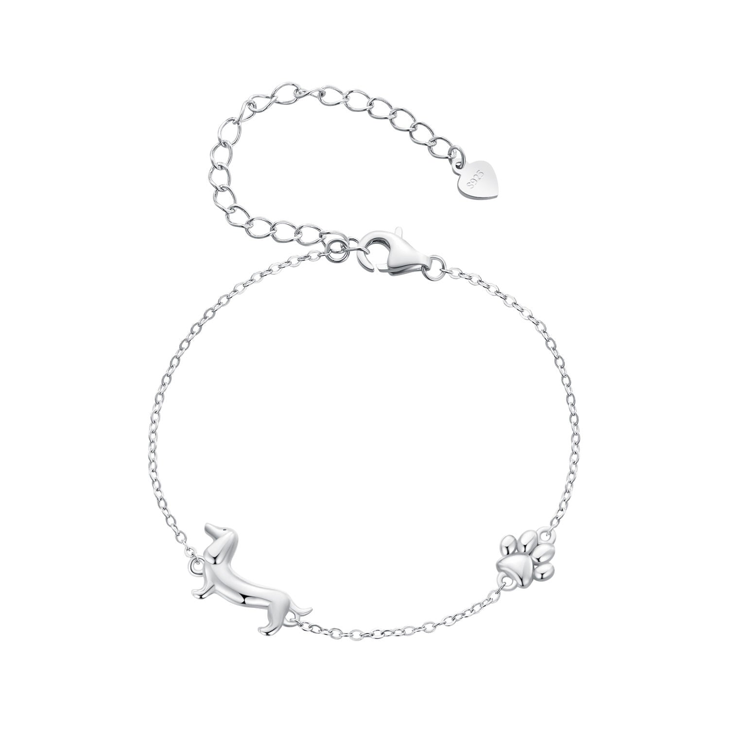 Dachshund & Paw Print Chain Bracelet