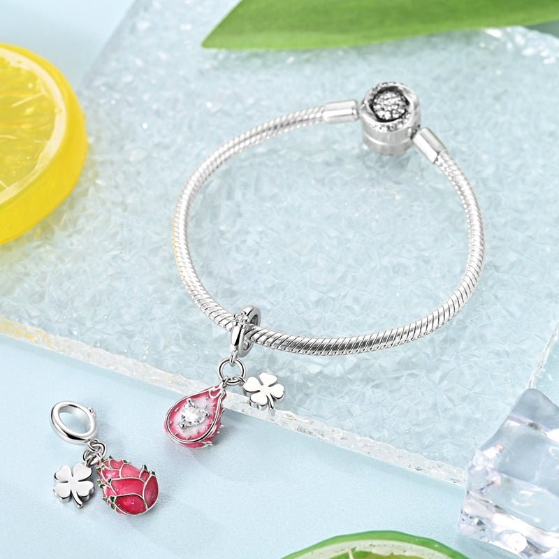 Pangama Jewelry Dragon Fruit with Four - Leaf Clover Dangle Charm