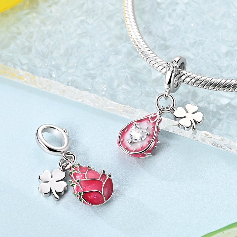Pangama Jewelry Dragon Fruit with Four - Leaf Clover Dangle Charm