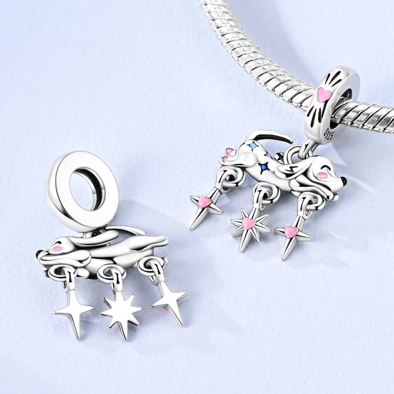 Pangama Jewelry Dreaming Dog with Dangling Stars Dangle Charm