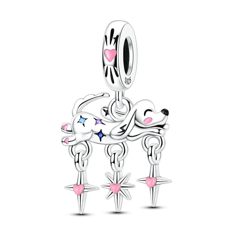 Pangama Jewelry Dreaming Dog with Dangling Stars Dangle Charm