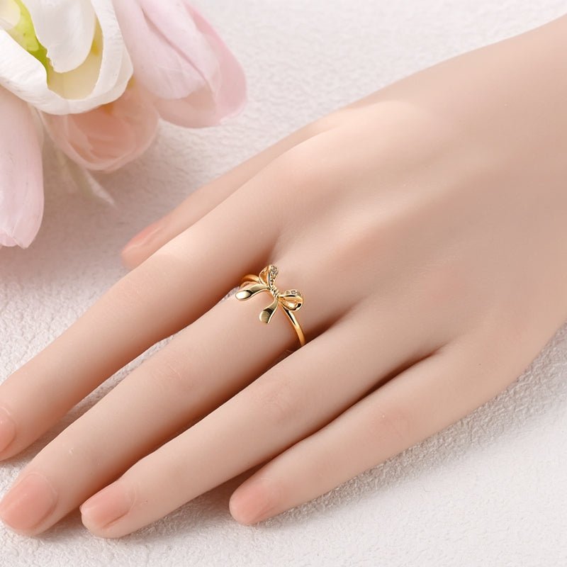 Pangama Jewelry Elegant Gold Bow Adjustable Ring