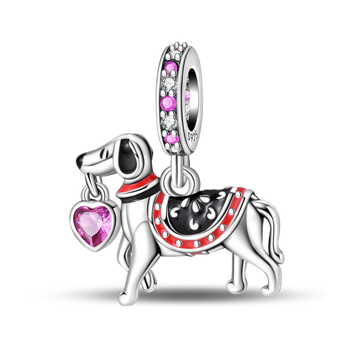 Pangama Jewelry Elegant Hound Dog with Heart Dangle Charm