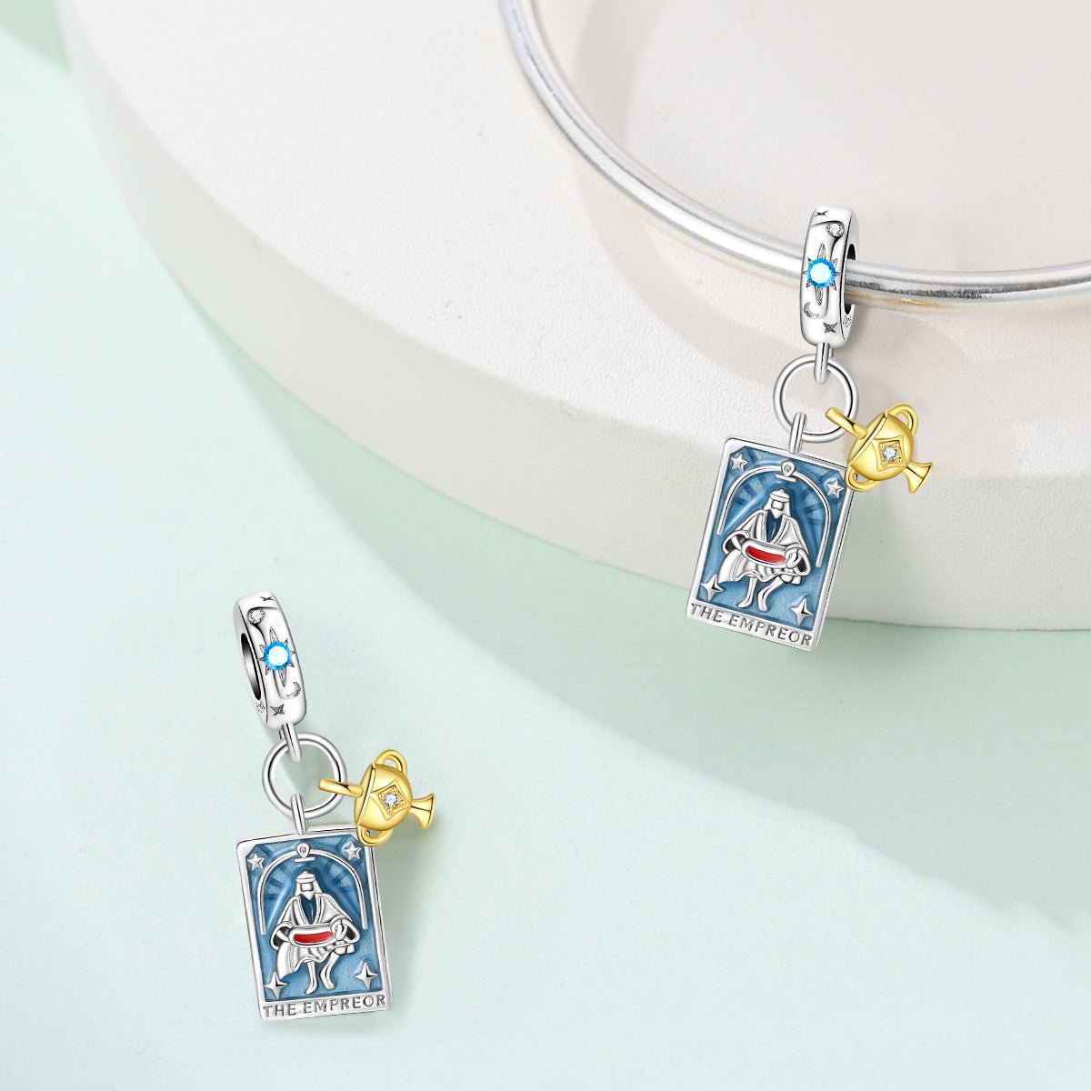 Pangama Jewelry Emperor Tarot Card & Chalice Dangle Charm