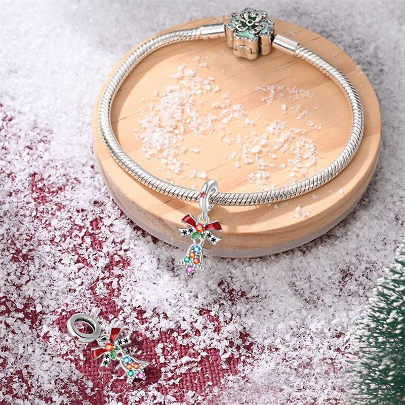 Pangama Jewelry Festive Christmas Bell with Red Bow Dangle Charm