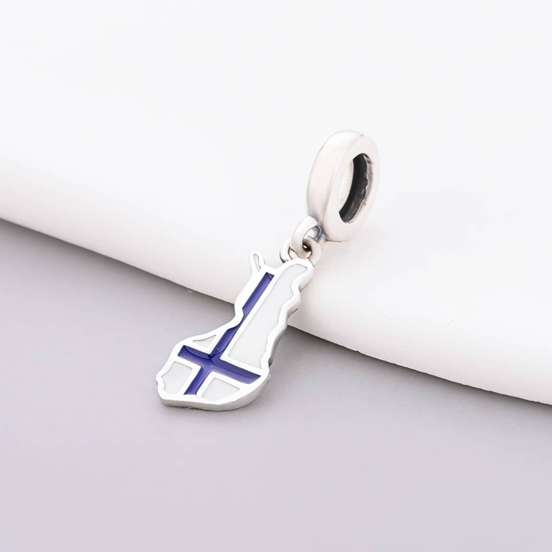 Pangama Jewelry Finland Map Flag Dangle Charm