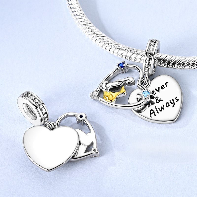 Pangama Jewelry Forever & Always Heart Locket Dangle Charm