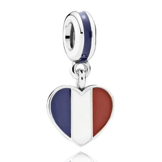 France Heart Flag Dangle Charm