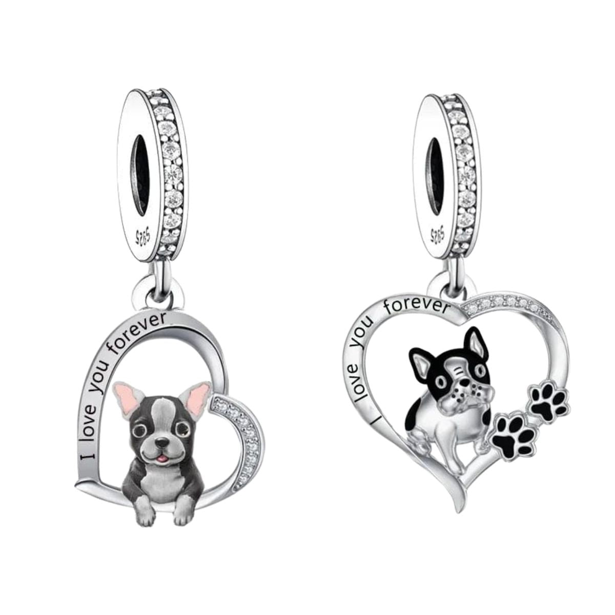 Pangama Jewelry French Bulldog Heart Charm Duo