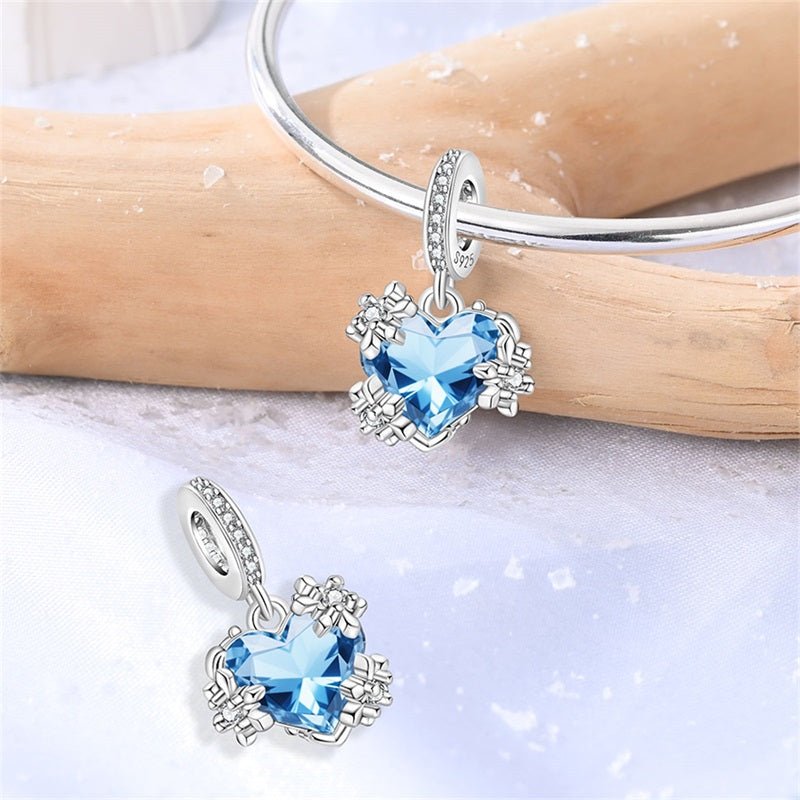 Pangama Jewelry Frozen Heart Snowflake Dangle Charm