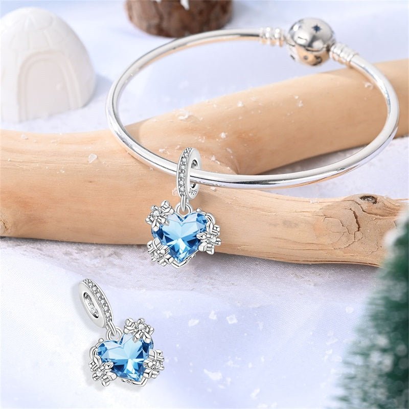 Pangama Jewelry Frozen Heart Snowflake Dangle Charm
