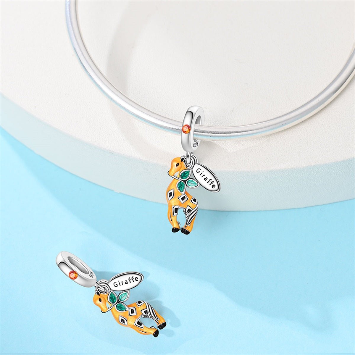 Pangama Jewelry Giraffe with Leaves Dangle Charm