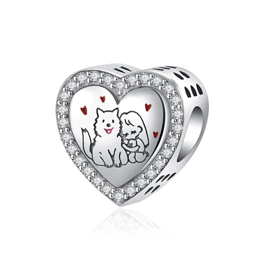 Girl Pet Lover Heart Charm