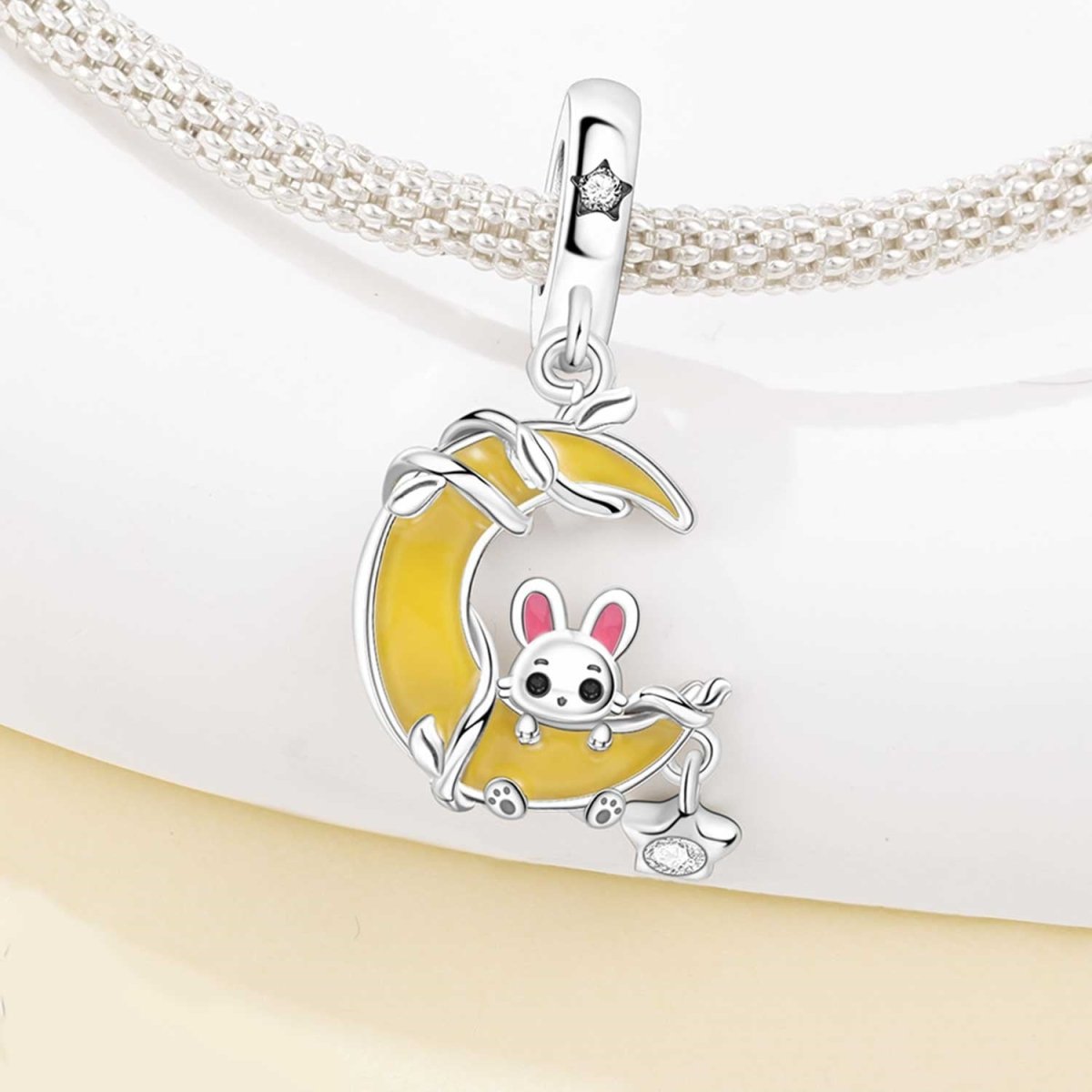 Pangama Jewelry Glow - in - the - Dark Bunny on Crescent Moon Dangle Charm