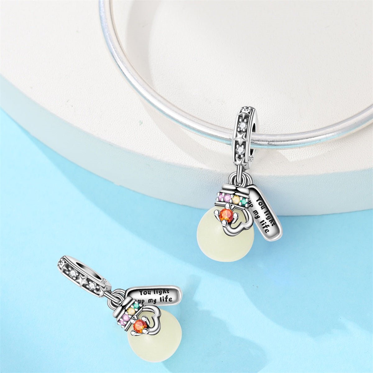 Pangama Jewelry Glow - in - the - dark Lightbulb Double Dangle Charm