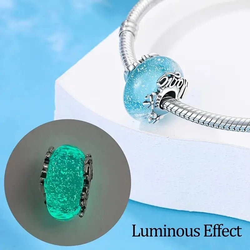 Pangama JewelryGlow in the Dark Luminous Blue Murano Charm