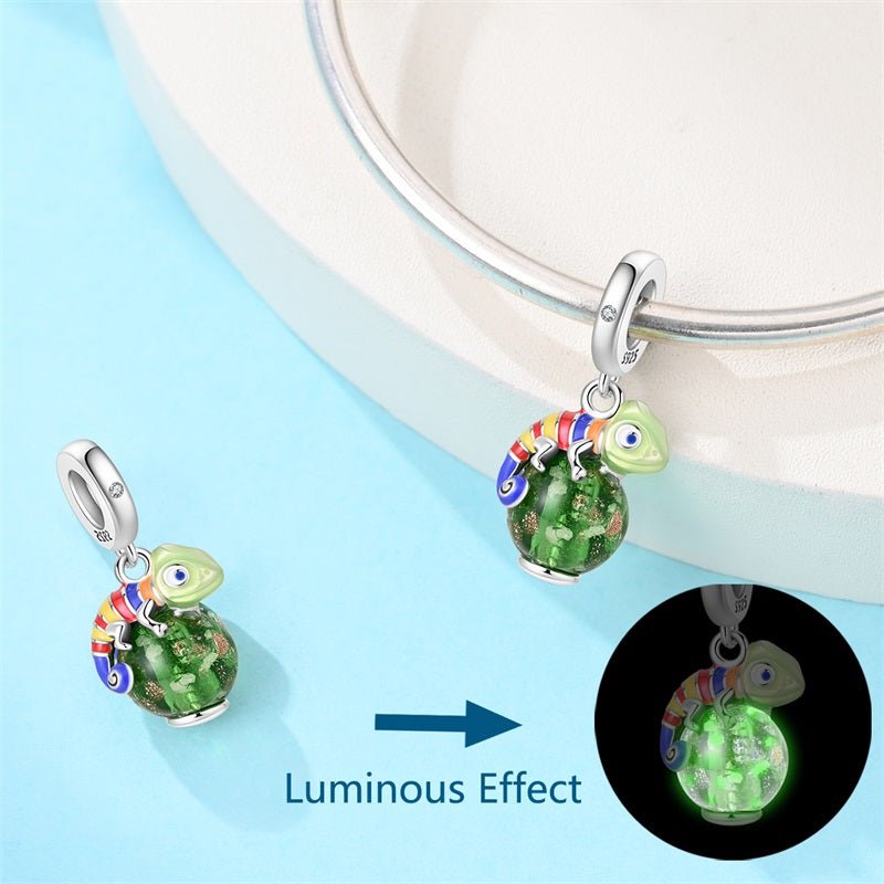 Pangama Jewelry Glow in the Dark Luminous Chameleon Dangle Charm