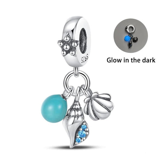 Glow in the Dark Orb Conch Shell and Clam Dangle Charm