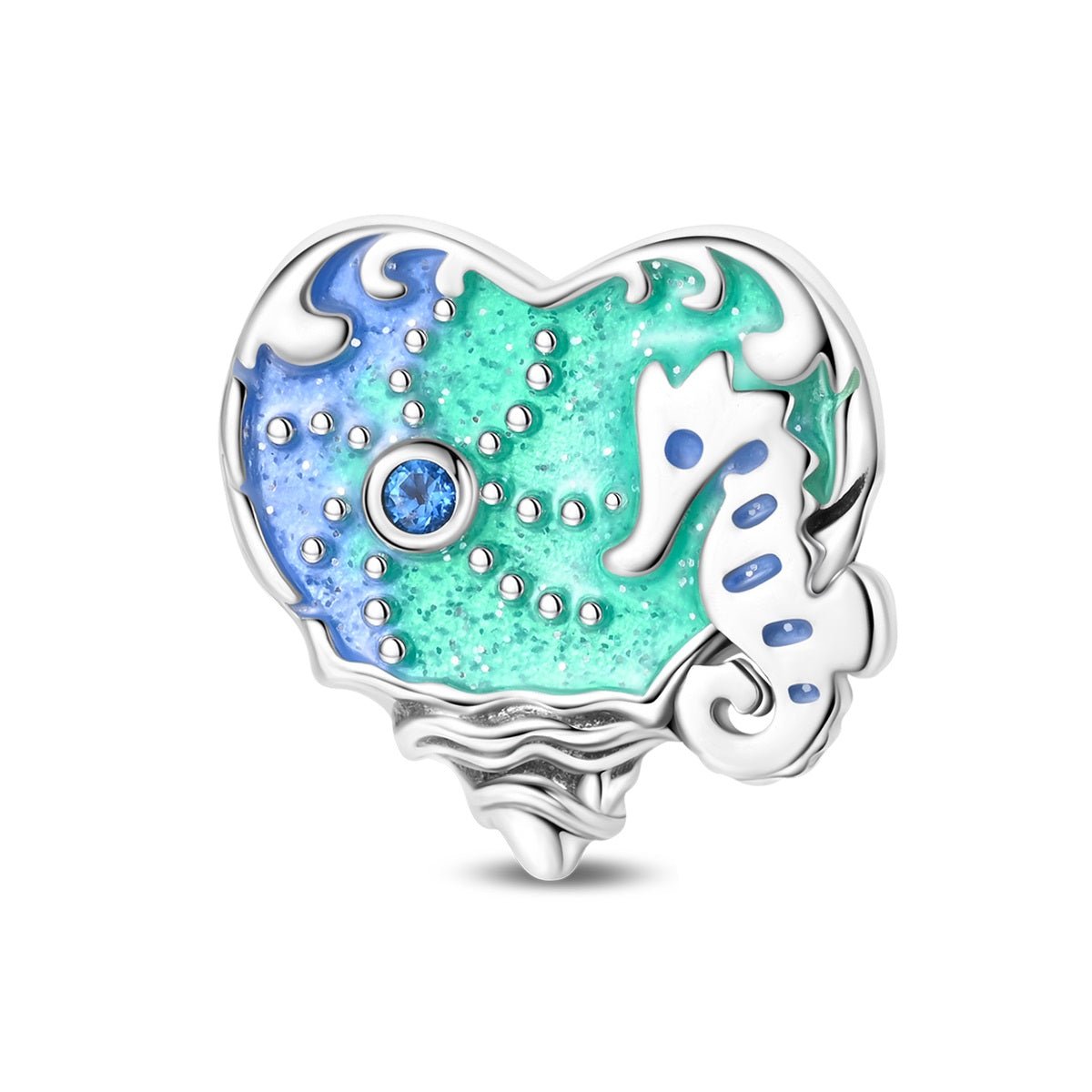 Pangama Jewelry Glow - in - the - Dark Seahorse Ocean Heart Charm