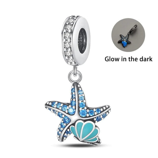 Glow in the Dark Starfish and Clam Dangle Charm