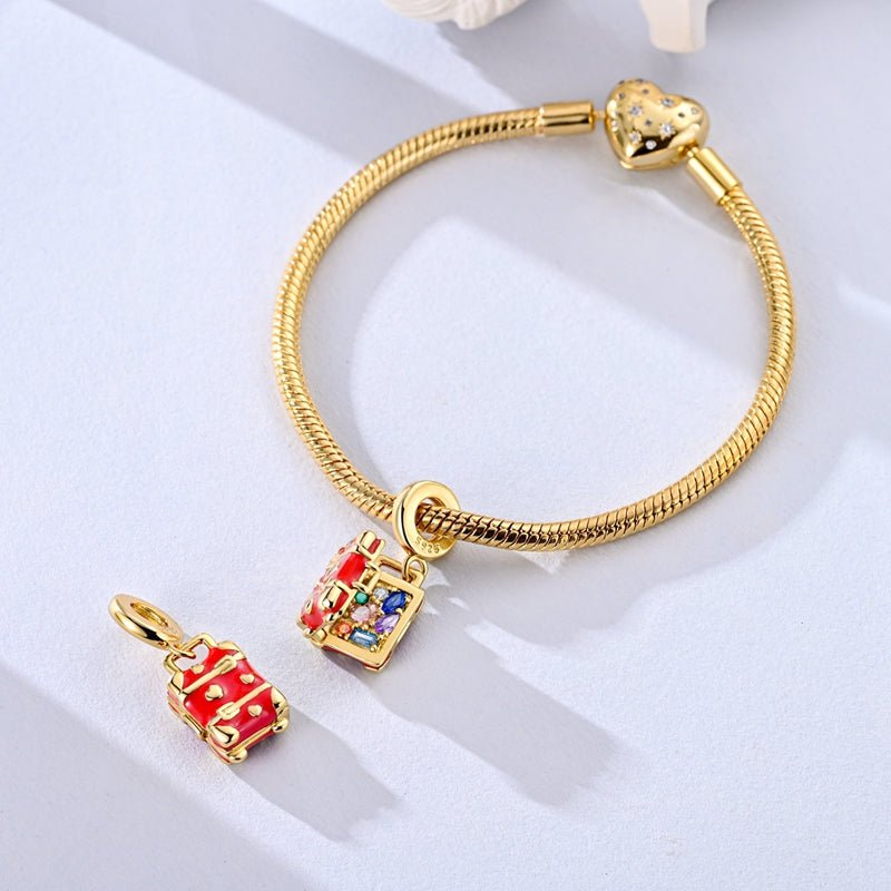 Pangama Jewelry Gold Red Suitcase Travel Charm