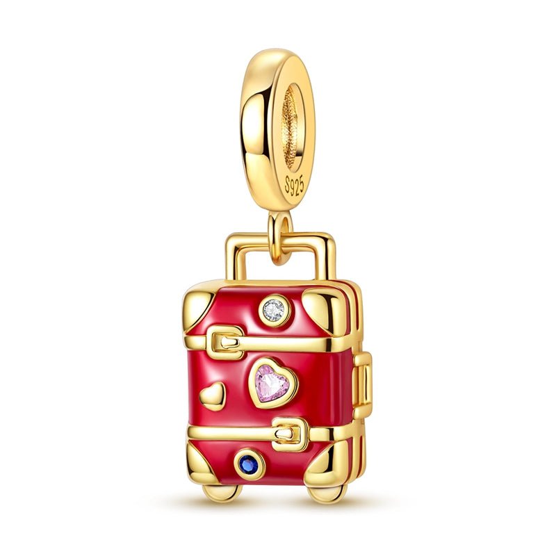 Pangama Jewelry Gold Red Suitcase Travel Charm