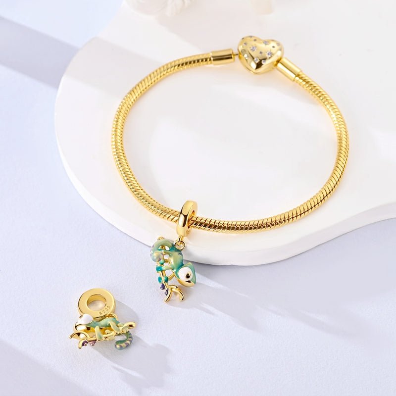 Pangama Jewelry Gold Thermochromic Chameleon Dangle Charm