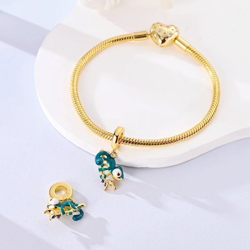 Pangama Jewelry Gold Thermochromic Chameleon Dangle Charm