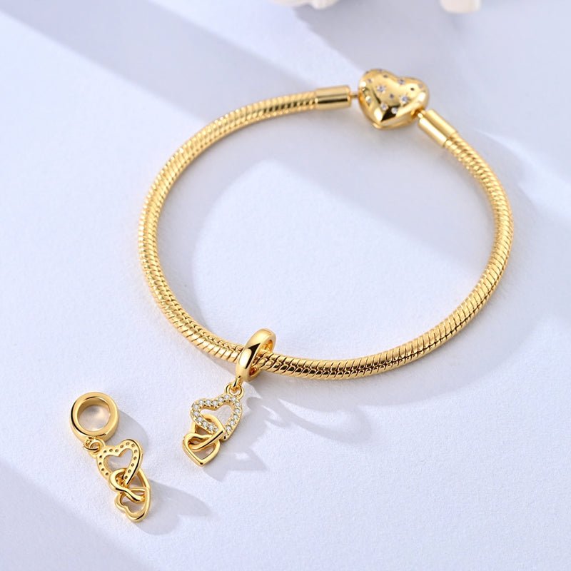 Pangama Jewelry Gold Triple Linked Hearts Dangle Charm