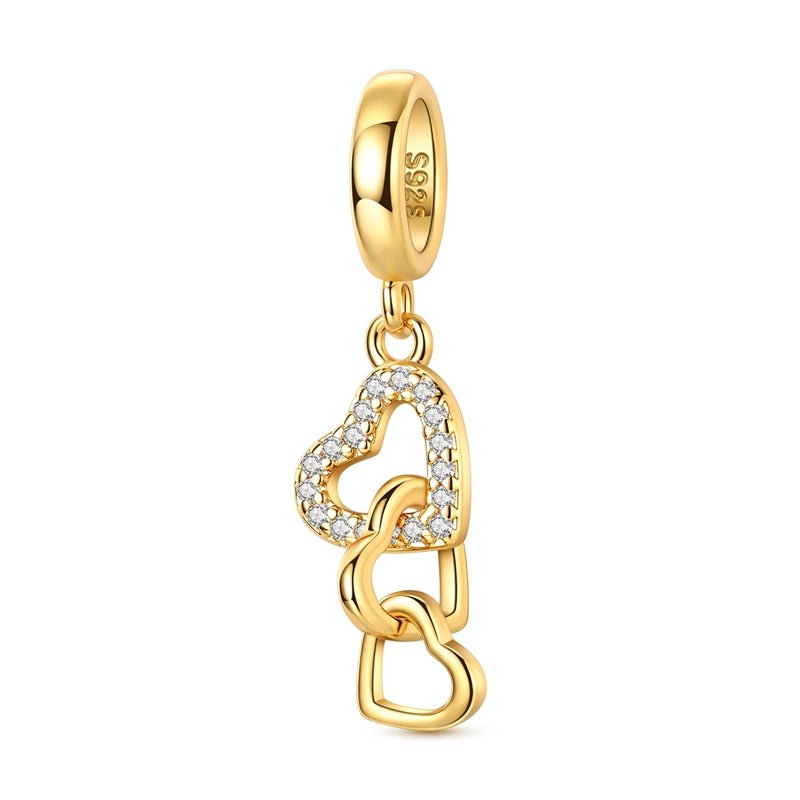 Pangama Jewelry Gold Triple Linked Hearts Dangle Charm
